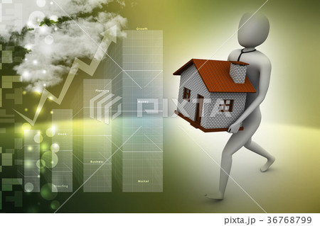 3d man holding house 3d man holding house 36768799