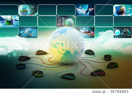 Globe connecting with computer mouse 36768865