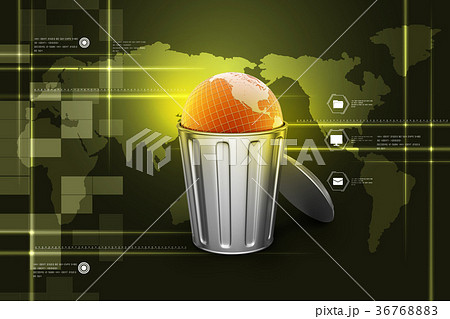 Globe in trash bin Globe in trash bin 36768883