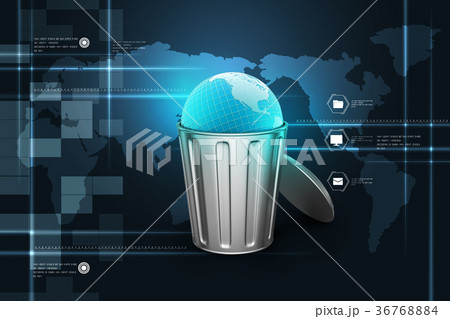 Globe in trash bin Globe in trash bin 36768884