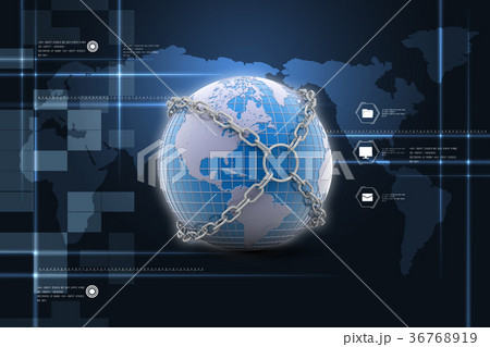 Earth globe close in chain 36768919