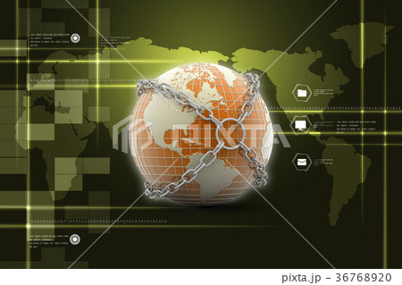 Earth globe close in chain 36768920