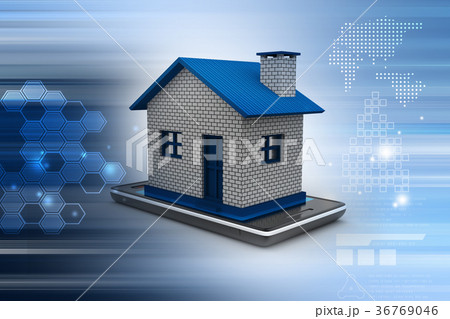 home with smart phone 36769046