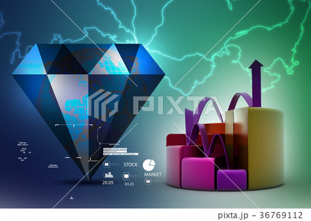 finance pie and bar chart graphs with growing  36769112