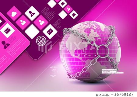 Earth globe close in chain 36769137