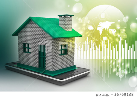 home with smart phone 36769138