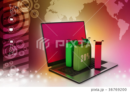 shopping bags and a laptop shopping bags and a laptop 36769200