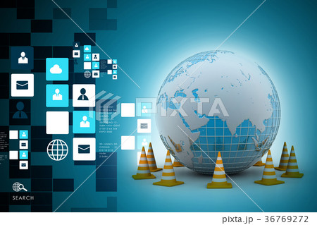 Globe and traffic cone Globe and traffic cone 36769272