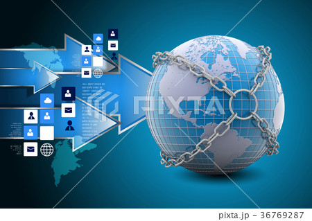 Earth globe close in chain 36769287