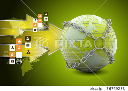 Earth globe close in chain 36769288