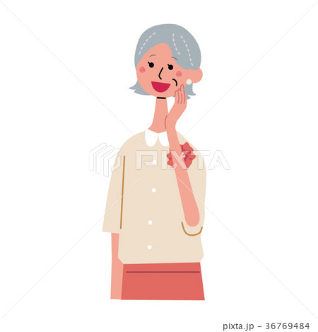 シニア　女性　仕草　イラスト 36769484