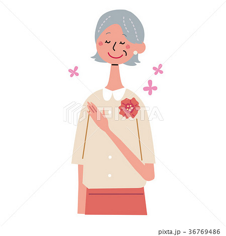 シニア　女性　仕草　イラスト 36769486