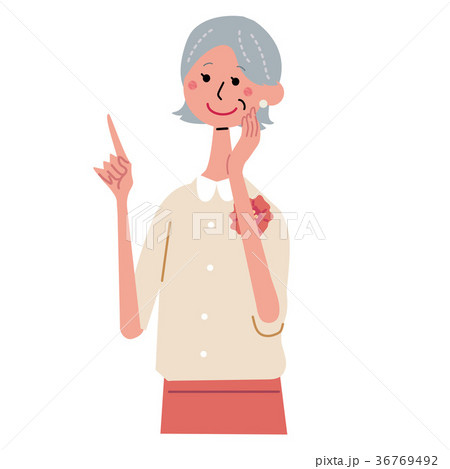 指をさす　シニア　女性　イラスト 36769492