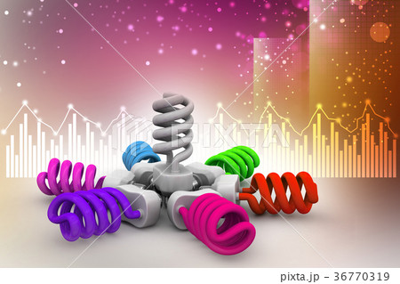 3d illustration of colorful light bulbs 36770319