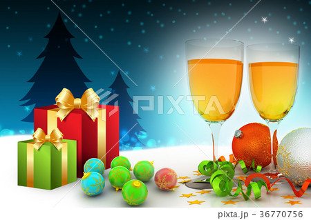 New year gift box with bubbles New year gift box with bubbles 36770756