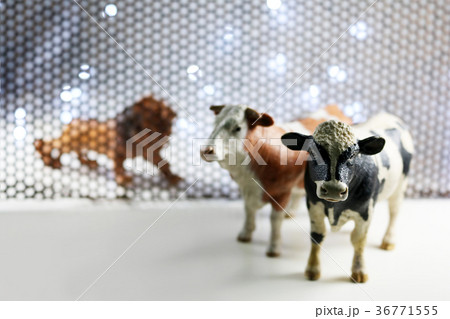 The Lion and Cow model through steel grating  36771555