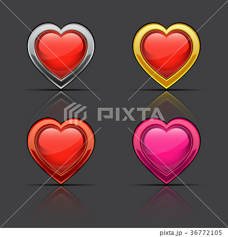Set of glossy hearts. 36772105