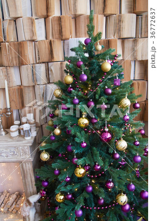 Christmas tree with fireplace. Books background Christmas tree with fireplace. Books background 36772637