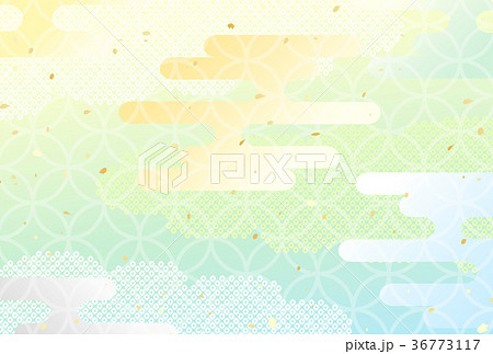 パステル　霞　和柄　背景 36773117