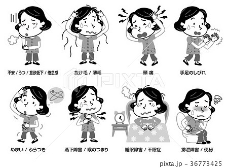 更年期 症状 それぞれ モノクロ イラスト 更年期 症状 それぞれ モノクロ イラスト 36773425