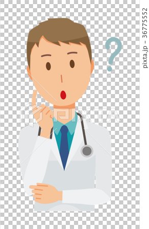 Young male doctor in white coat is thinking Young male doctor in white coat is thinking 36775552