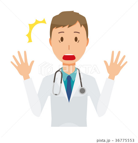 白衣を着た若い男性医師が驚いている 白衣を着た若い男性医師が驚いている 36775553