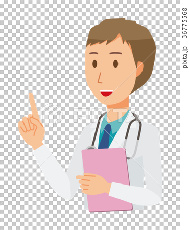 白衣を着た若い男性医師がファイルを持って指差ししている 白衣を着た若い男性医師がファイルを持って指差ししている 36775568