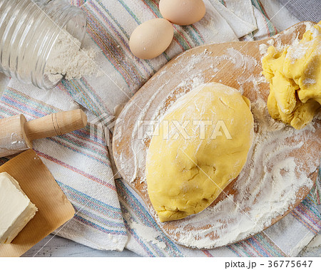 Prepared dough for rhubarb pie with ingredients 36775647