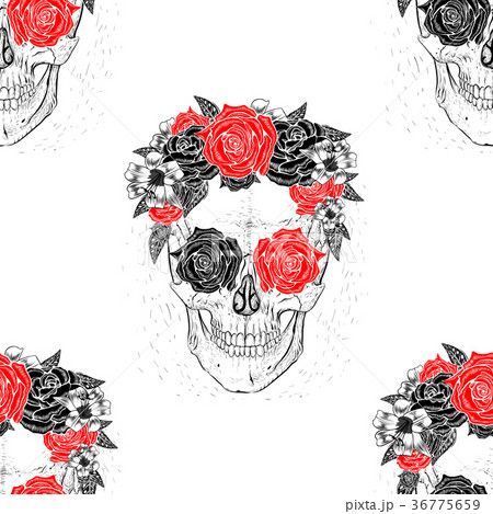 Skull and flowers 36775659