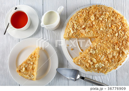 puff pastry cake napoleon, top view 36776909