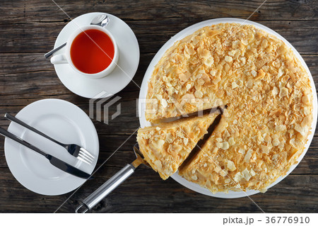 puff pastry cake napoleon, top view 36776910