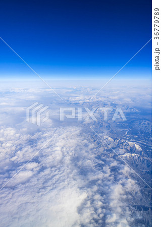 雲の上の風景 空撮 滋賀県 三重県 岐阜県の写真素材