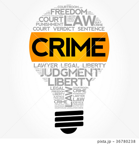Crime bulb word cloud collage Crime bulb word cloud collage 36780238