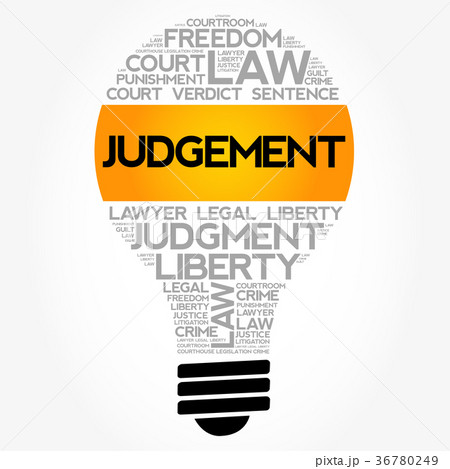 Judgement bulb word cloud collage 36780249