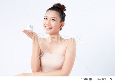 Beautiful woman on isolated White background 36784119