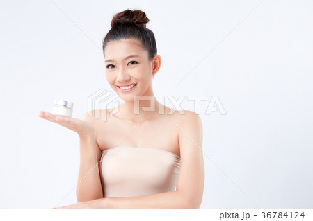 Beautiful woman on isolated White background 36784124