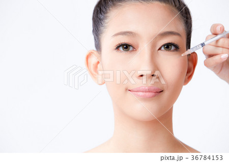 Beautiful woman on isolated White background 36784153