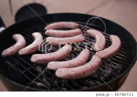 Sausages on grill Sausages on grill 36786721