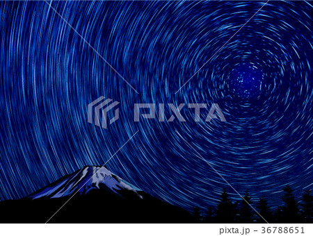 富士山と星の軌道 36788651