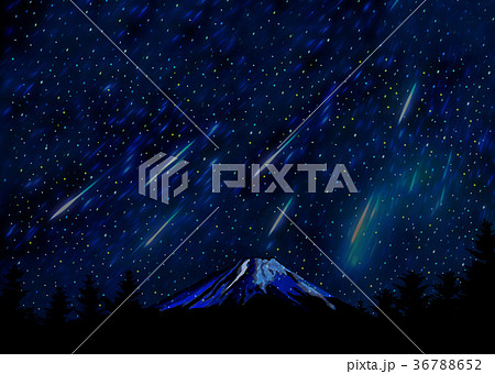 富士山と流星群 36788652
