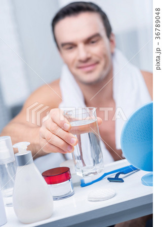 Water of cold transparent water taken from shelf Water of cold transparent water taken from shelf 36789048