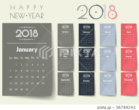 2018 Modern calendar template .Vector/illustration 36789243