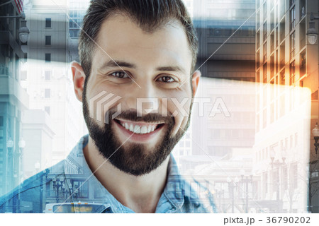 Happy satisfied man having fun and smiling. Happy satisfied man having fun and smiling. 36790202
