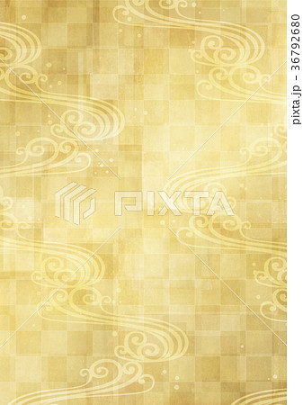市松模様の金屏風 金箔 流水紋様 のイラスト素材
