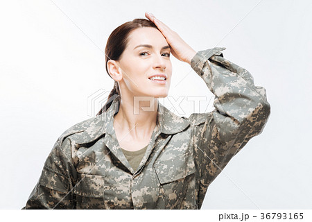 Happy positive woman fighting for country 36793165