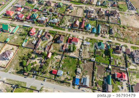 Beautiful small green village from above 36793479