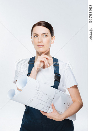 Reflective female architect deciding about 36793908
