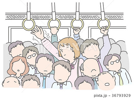 空いているつり革を狙うOL 36793929