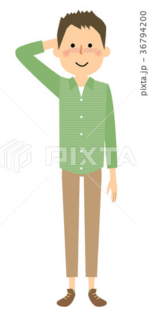 若い男性　パパ　照れる 36794200