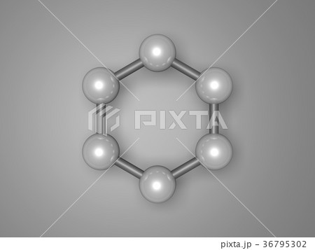 H6 graphene aromatic cluster, top view 3d H6 graphene aromatic cluster, top view 3d 36795302